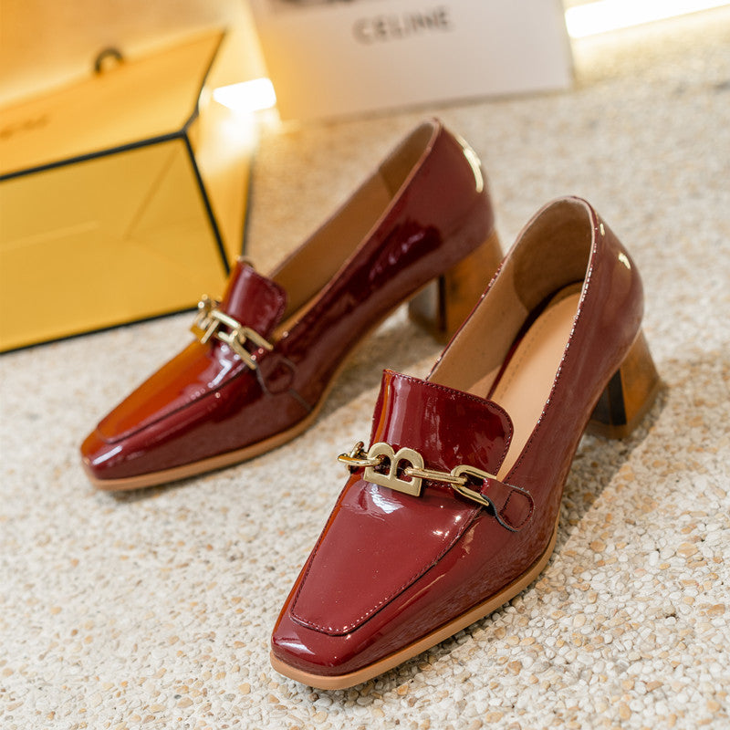 Colbie Heeled Loafers with Metallic Decor NEW GEW