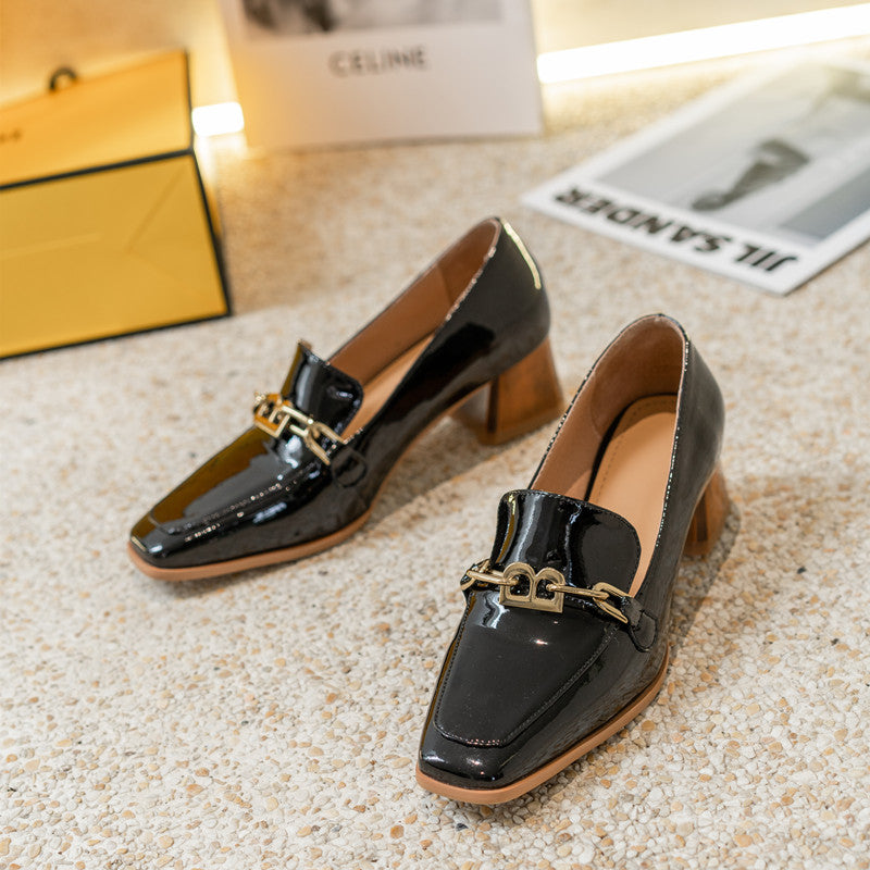 Colbie Heeled Loafers with Metallic Decor NEW GEW