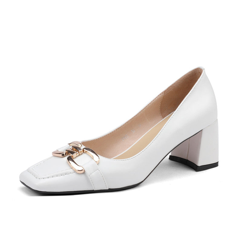 Demi Elegant Mid Heel Slip on Pumps with Chain NEW GEW