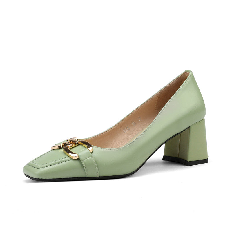 Demi Elegant Mid Heel Slip on Pumps with Chain NEW GEW