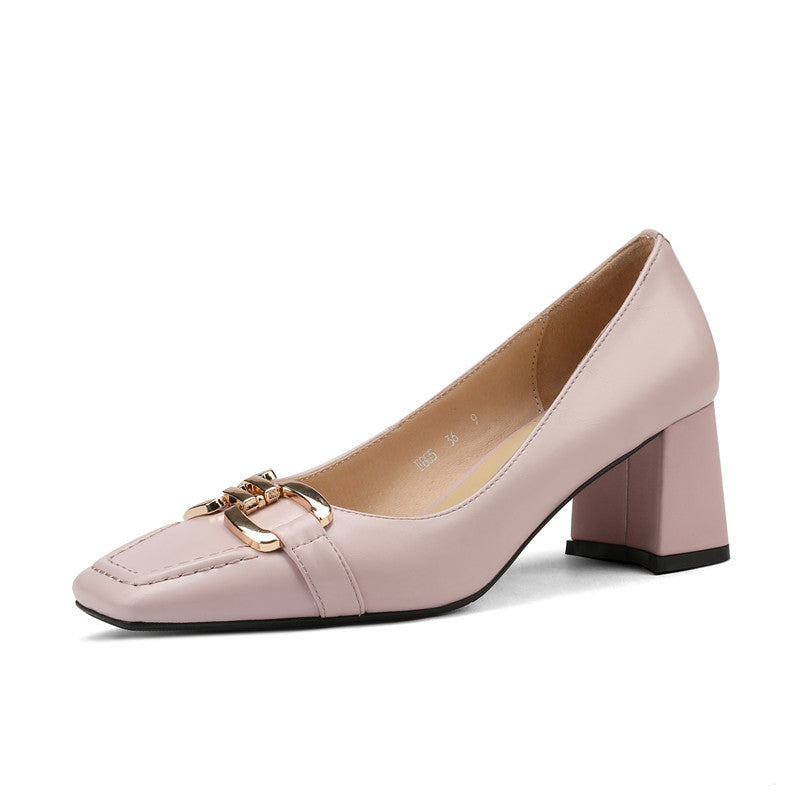 Demi Elegant Mid Heel Slip on Pumps with Chain NEW GEW