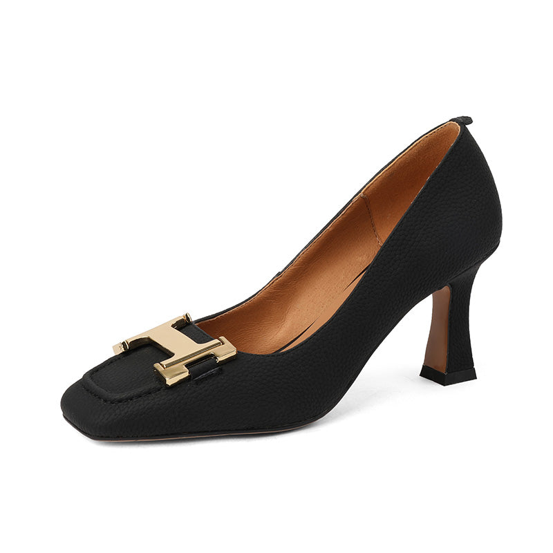 Ciara Genuine Leather Mid Heel Slip on Pumps NEW GEW