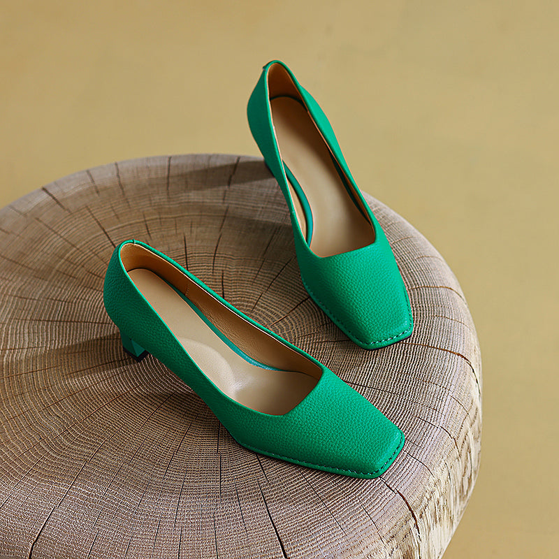 Darlene Square Toe Low Heel Slip on Pumps NEW GEW