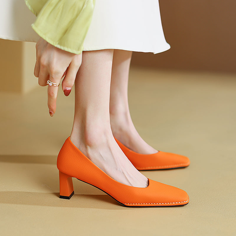 Darlene Square Toe Low Heel Slip on Pumps NEW GEW