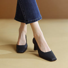 Darlene Square Toe Low Heel Slip on Pumps NEW GEW