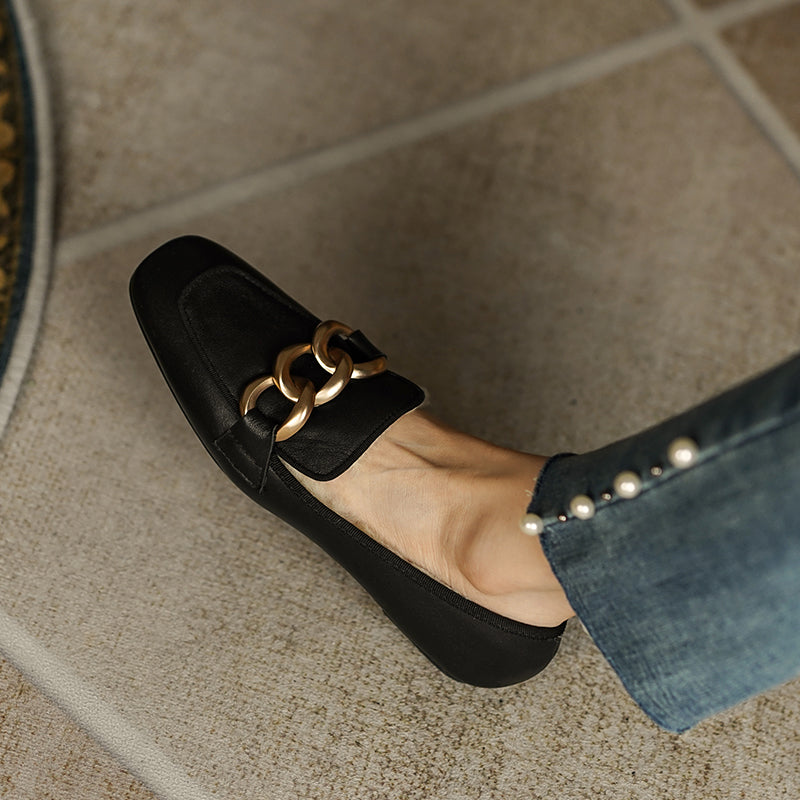 Zia Wool Genuine Leather Winte Loafers with Chain Newgew