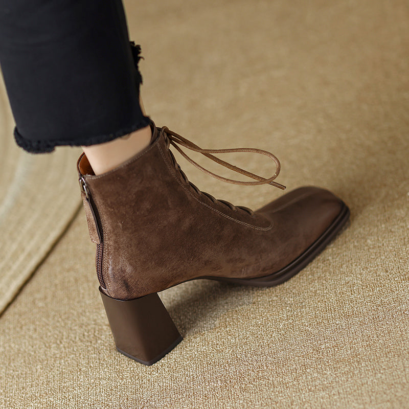 Nyomi Brown Lace up Ankle Boots Newgew