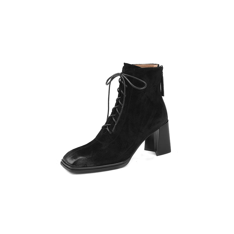Nyomi Lace up Chunky Heel Ankle Boots Newgew