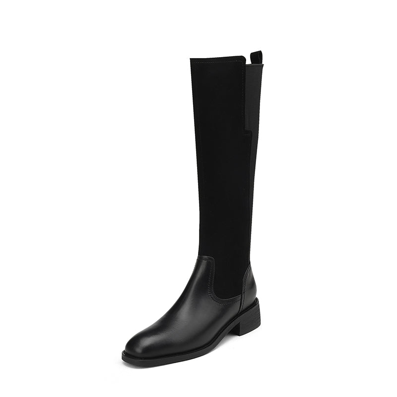 Hafsa Black Patchwork Suede Boots Newgew