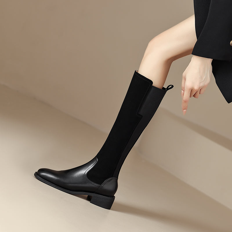 Hafsa Black Patchwork Suede Boots Newgew