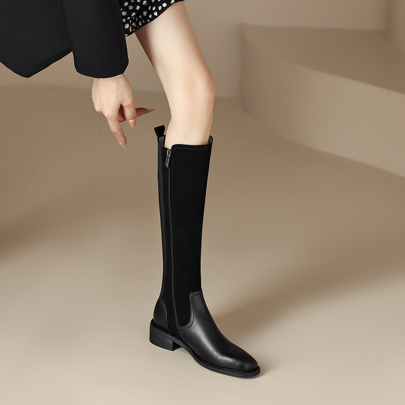 Hafsa Black Patchwork Suede Boots Newgew