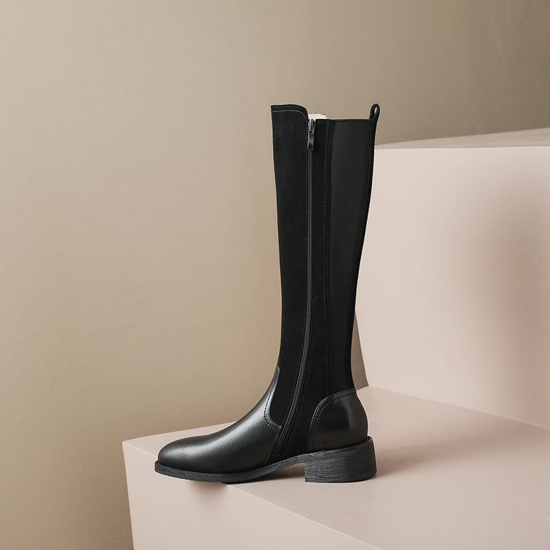 Hafsa Black Patchwork Suede Boots Newgew