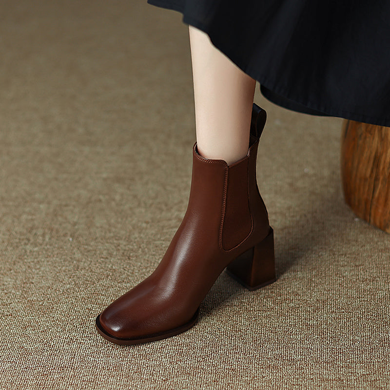 Halle Cognac Boots with Heels Newgew