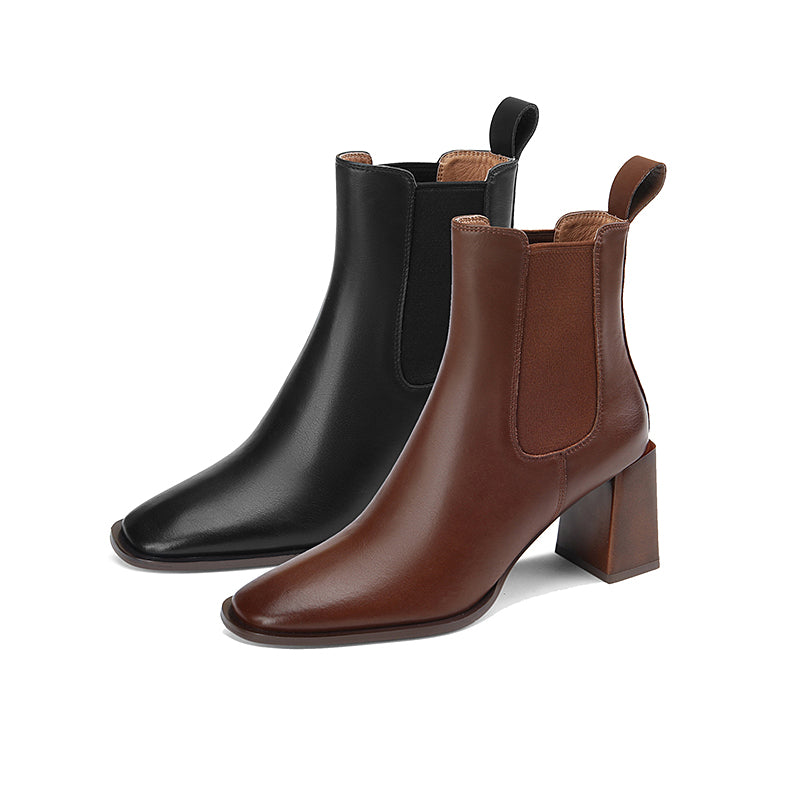 Halle Cognac Boots with Heels Newgew