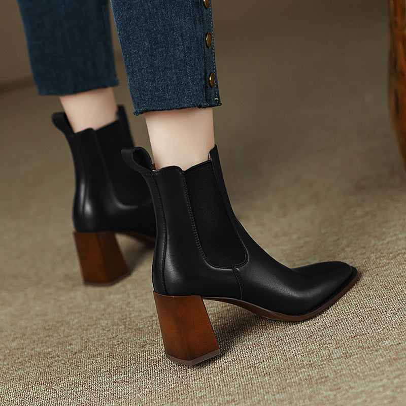 Halle Cognac Boots with Heels Newgew