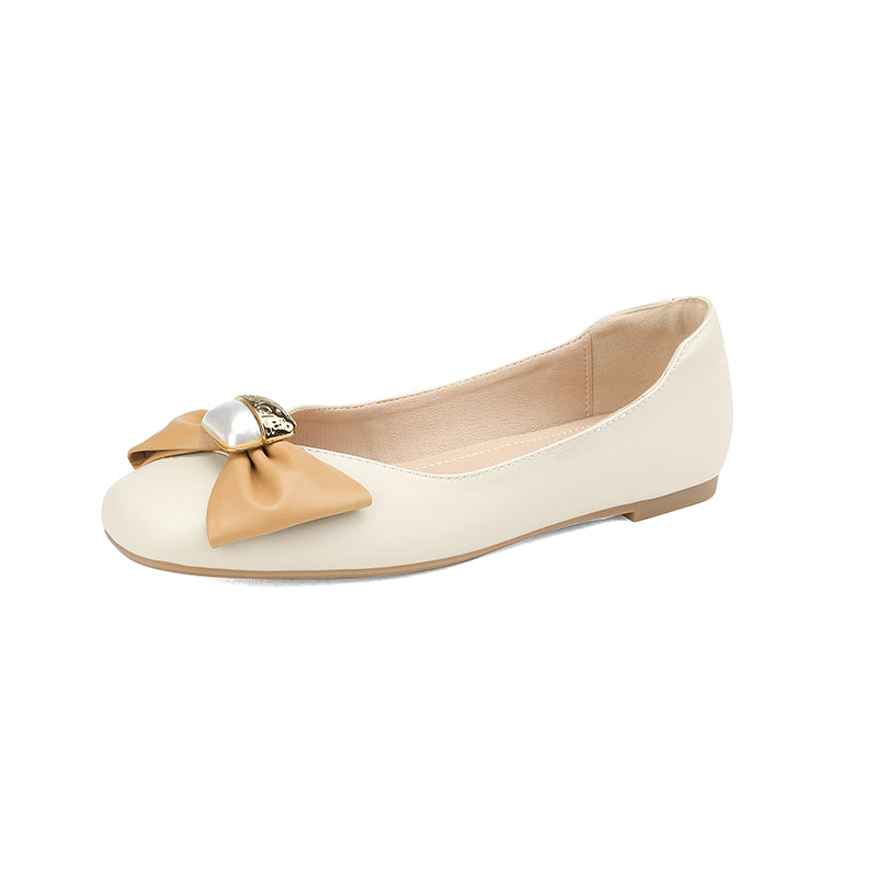 Megan Beige Ballet Flats with Bow newgew