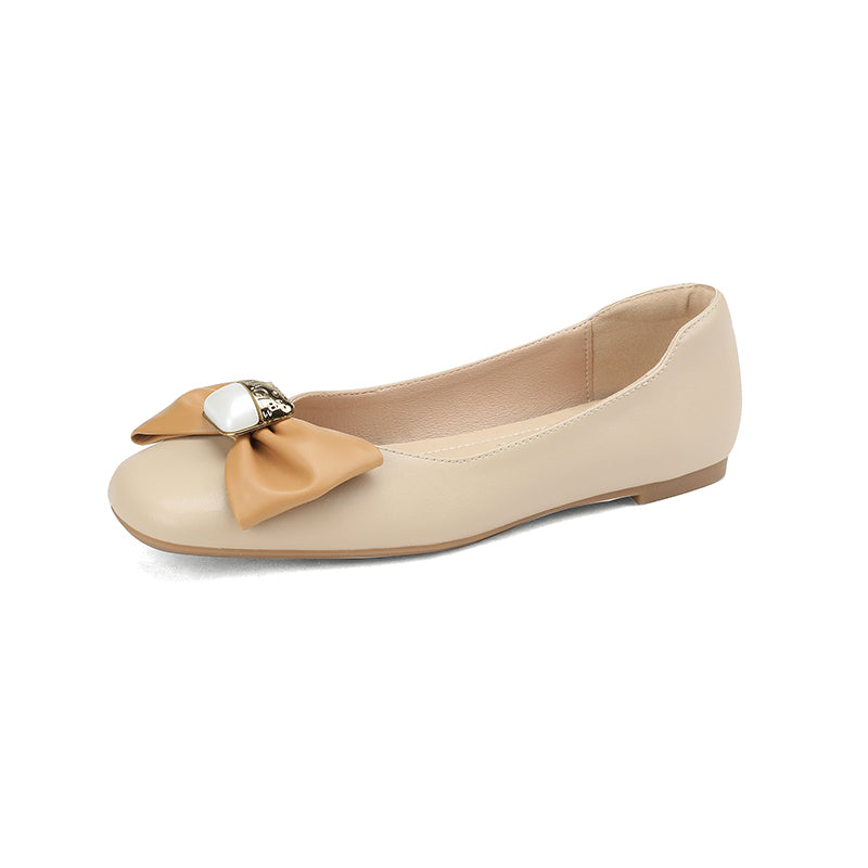Megan Nude Ballet Flats with Bow newgew