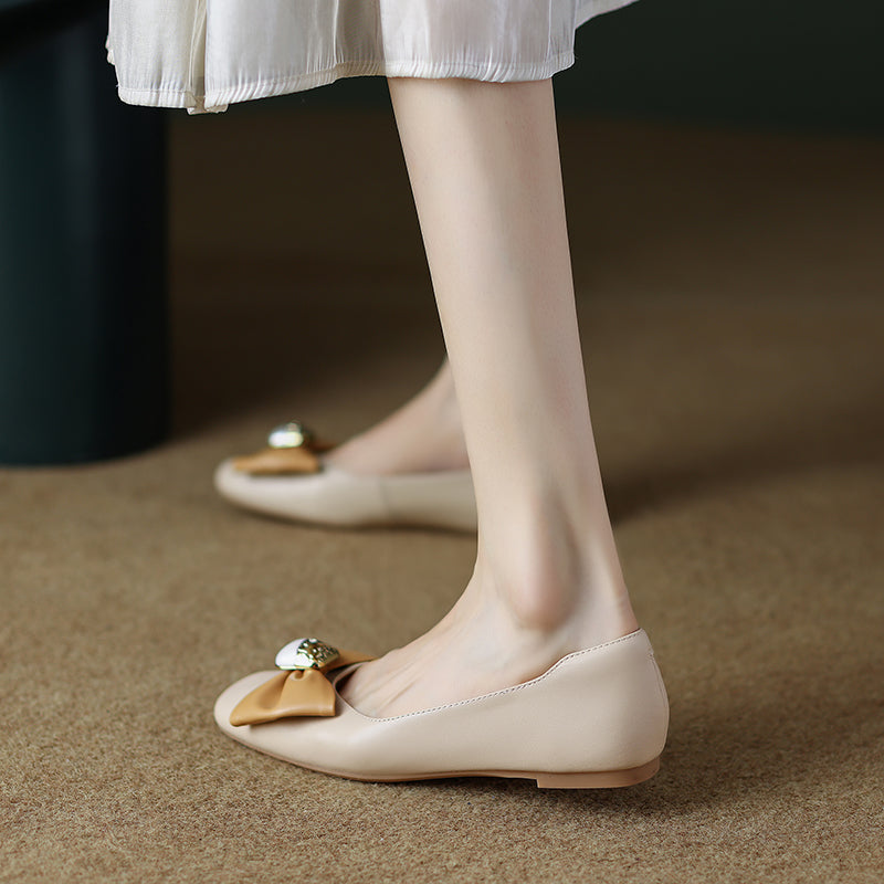 Megan Nude Ballet Flats with Bow newgew
