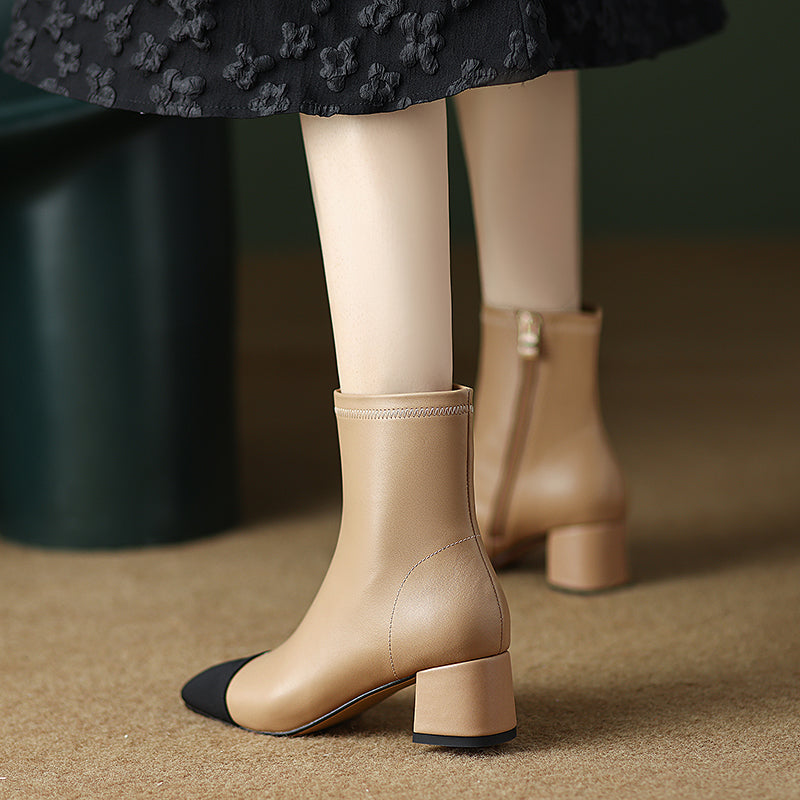 Nora Leather Cap Toe Boots Newgew