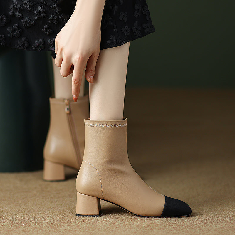 Nora Leather Cap Toe Boots Newgew