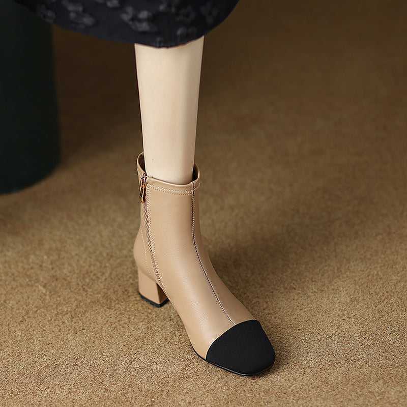 Nora Leather Cap Toe Boots Newgew
