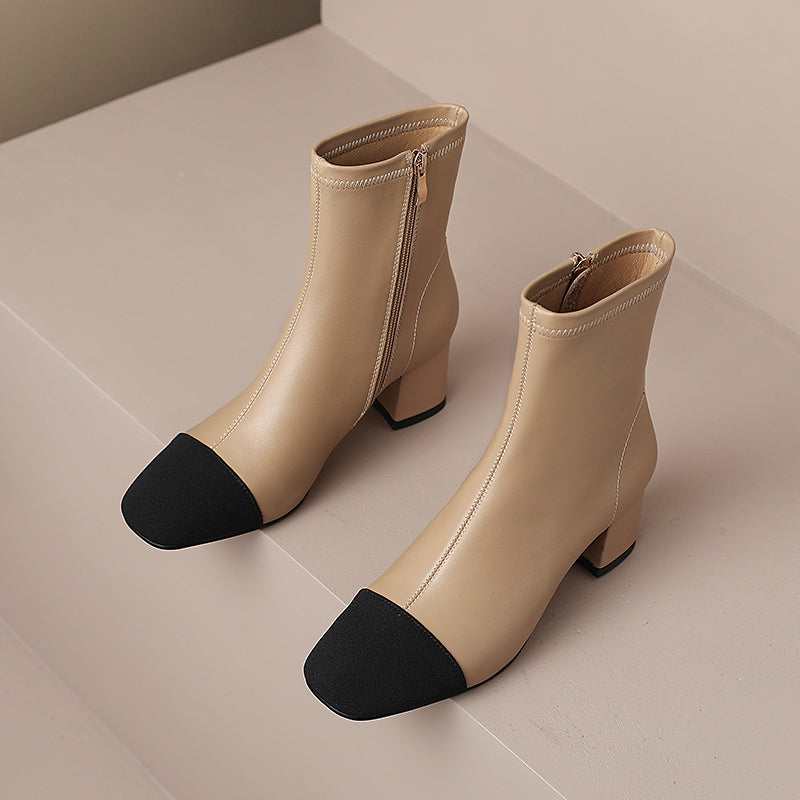 Nora Leather Cap Toe Boots Newgew