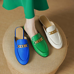 Eleni Royal Blue Flat Mules NEW GEW