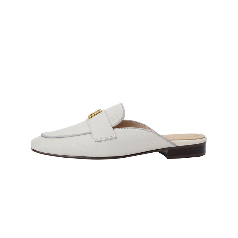 Elin Beige Flat Mules NEW GEW