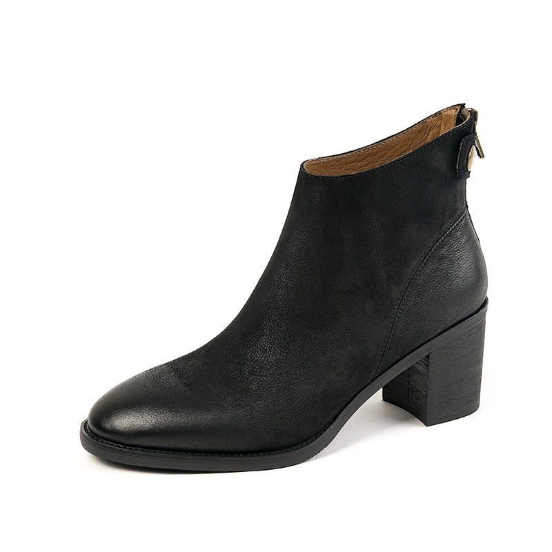 Faryn Black Leather Ankle Booties Newgew
