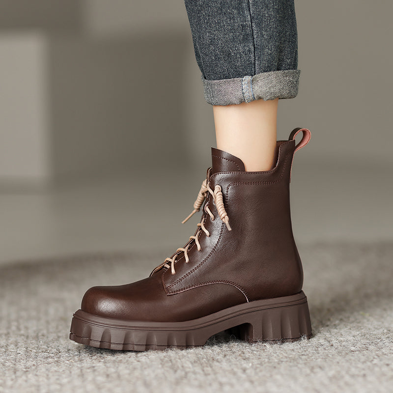 Haley Brown Lace up Boots Womens Newgew