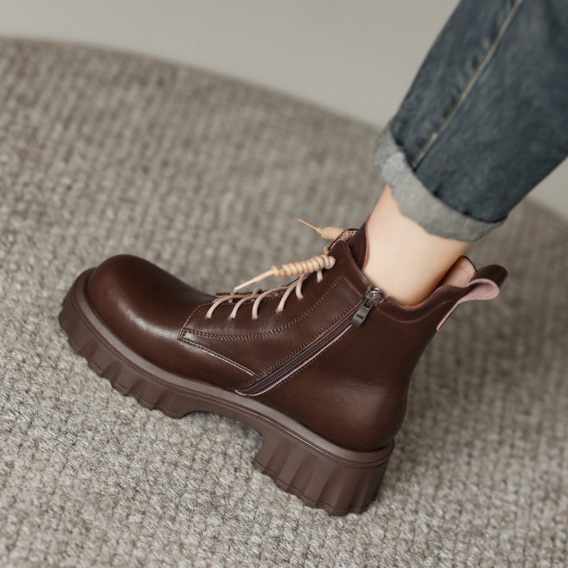 Haley Brown Lace up Boots Womens Newgew