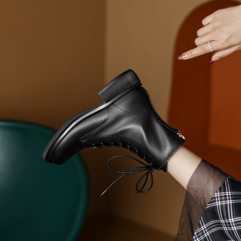 Fara Leather Black Ankle Boots Newgew
