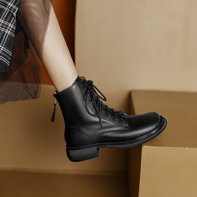 Fara Leather Black Ankle Boots Newgew