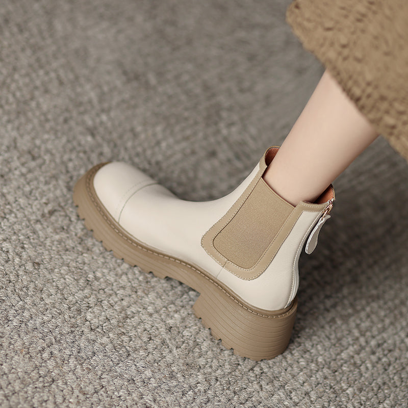Holly Lug Sole Beige Chelsea Boots Newgew