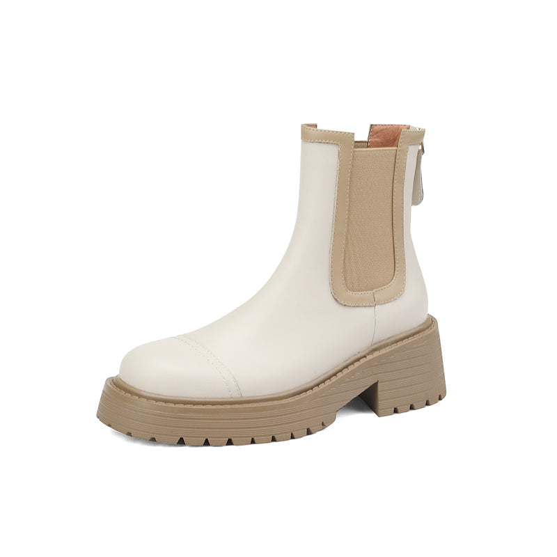 Holly Lug Sole Beige Chelsea Boots Newgew