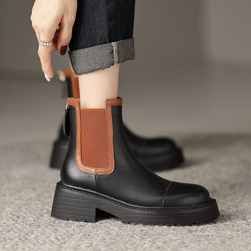 Holly Lug Sole Beige Chelsea Boots Newgew