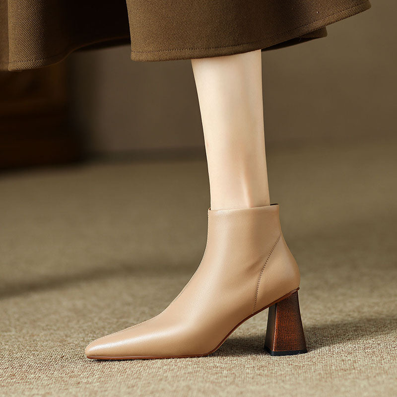 Halle Pointed Toe Nude Heel Boots Newgew