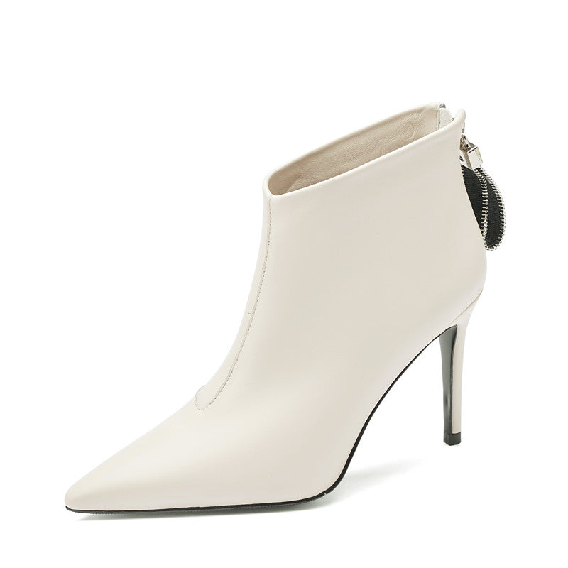 Ina Stiletto Heel Beige Ankle Boots Newgew
