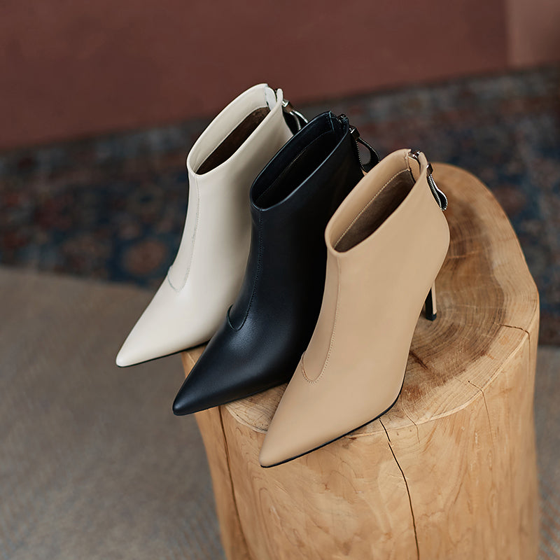 Ina Stiletto Heel Beige Ankle Boots Newgew