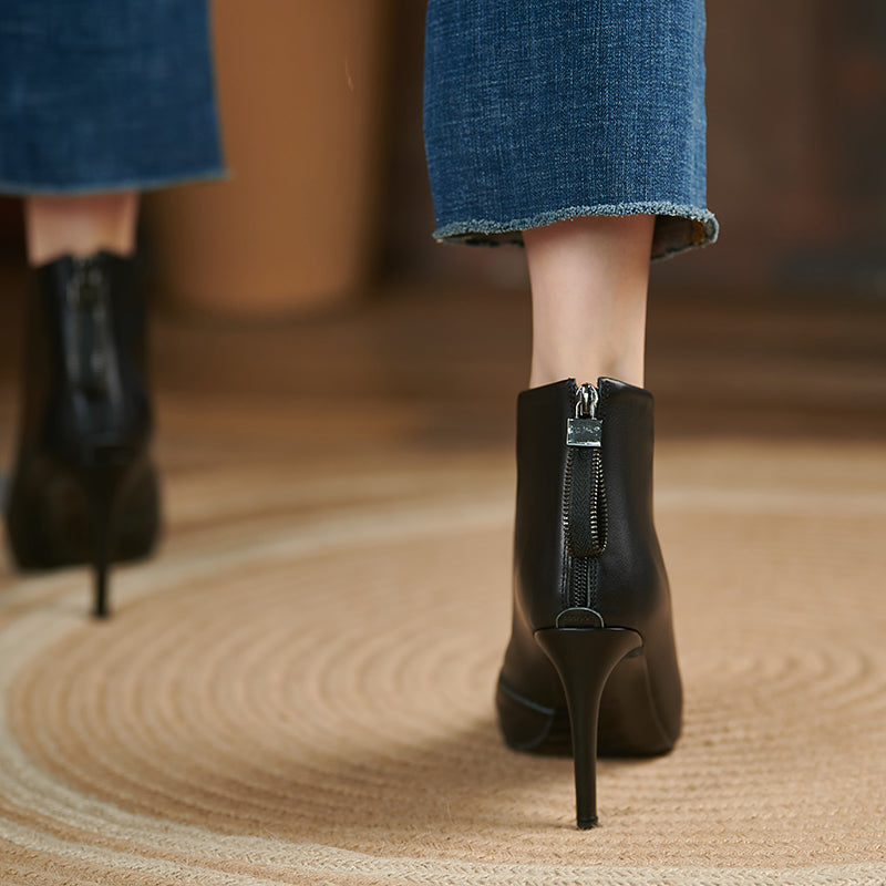 Ina Black Stiletto Ankle Boots Newgew