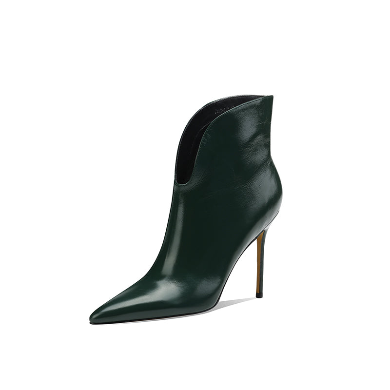 Maci Dark Green Stiletto Cut out Ankle Boots newgew