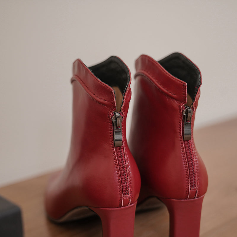 Ingrid Burgundy Ankle Boots with Heels Newgew