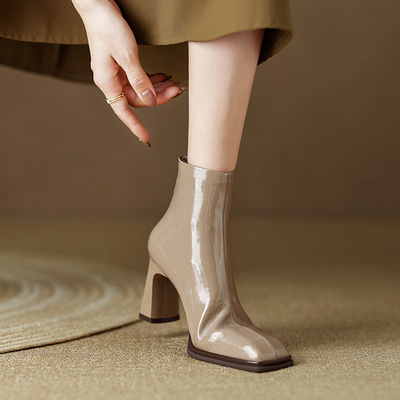 Hana Ba Zip Square Toe Ankle Boots Newgew
