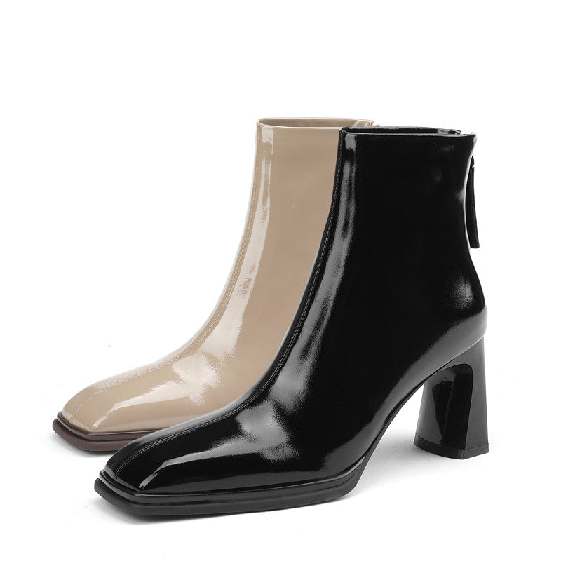 Hana Ba Zip Square Toe Ankle Boots Newgew