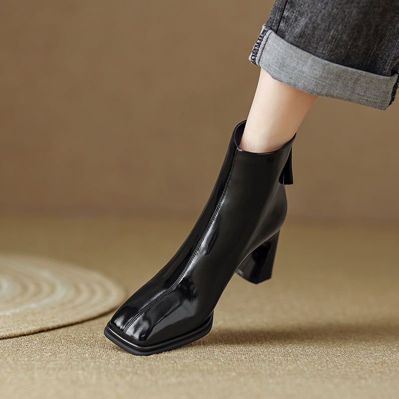Hana Ba Zip Square Toe Ankle Boots Newgew