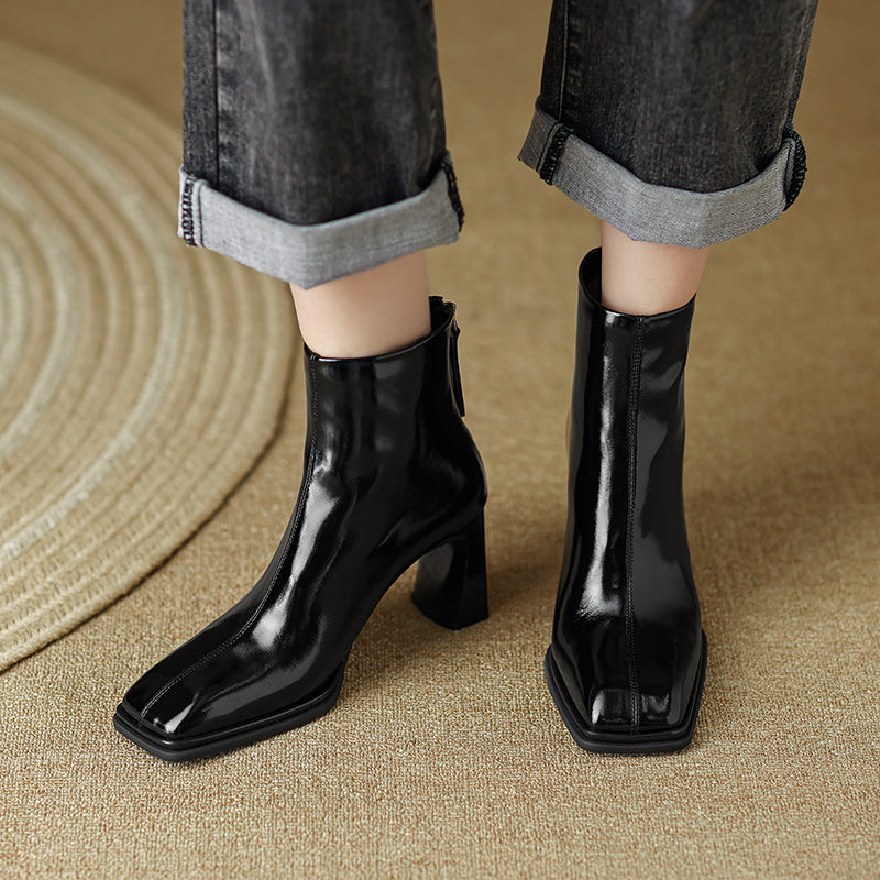 Hana Ba Zip Square Toe Ankle Boots Newgew