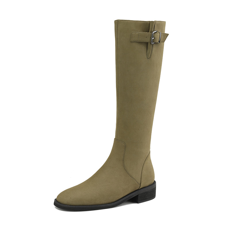 Nahla Green Knee High Boots Leather newgew