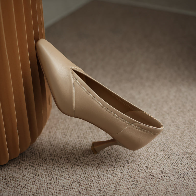 Gwen V Cut Nude Kitten Heels Newgew