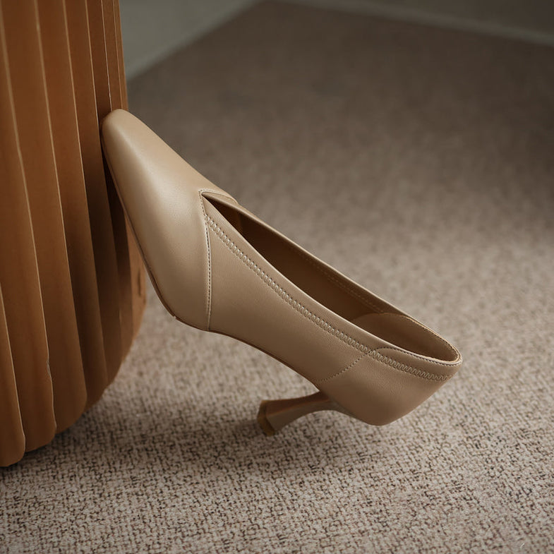 Gwen V Cut Nude Kitten Heels Newgew
