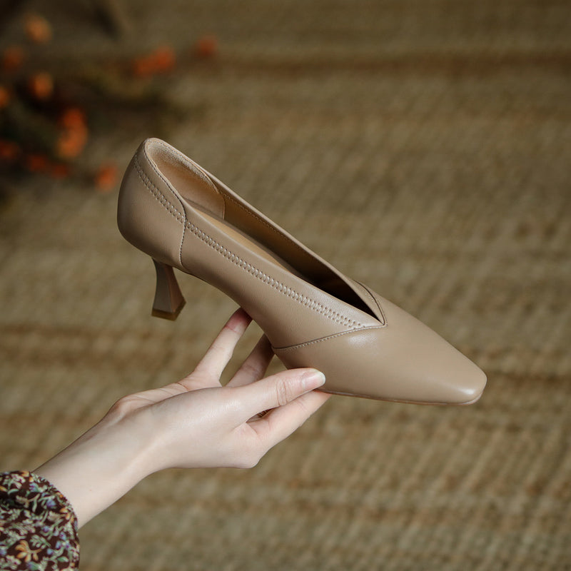 Gwen V Cut Nude Kitten Heels Newgew